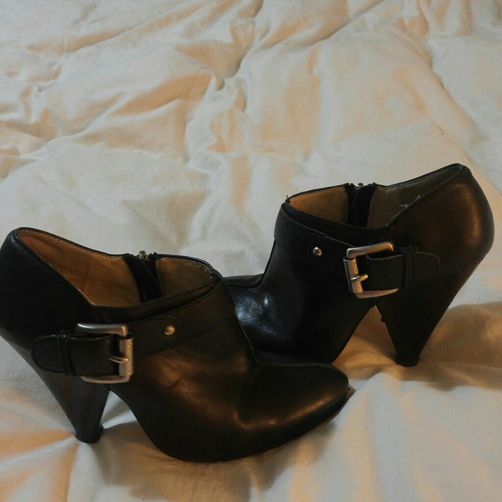 Michael Kors black leather booties